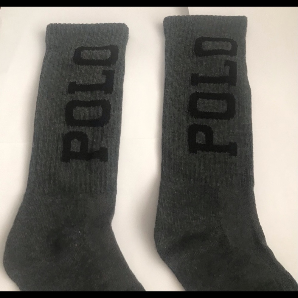 New Polo Ralph Lauren Men’s Socks Grey Classic Sport Socks Polo Written in Black